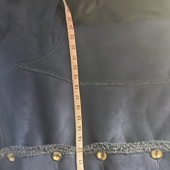 L.L.BEAN RARE blue suede,Sailor sherpa lined button-down winter jacket - Picture 11 of 13